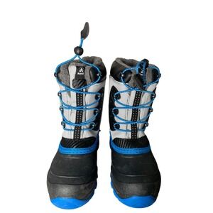 Kamik Luke 3 Kids Winter Snow Boots Black Grey Blue Waterproof Size 13‎ US 31 EU